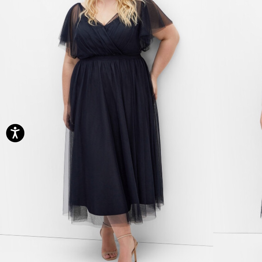 City Chic Elina Maxi Dress - navy Tulle Dress size 22 new with tags.